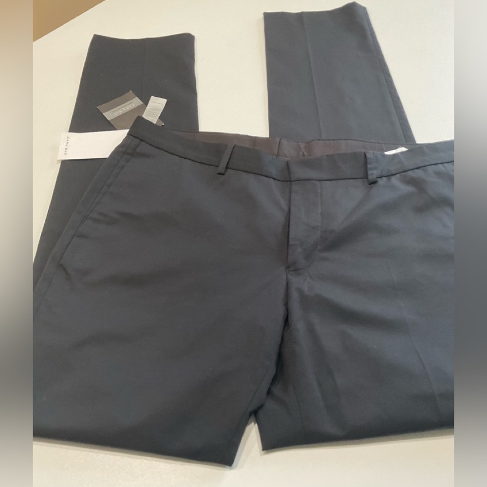 🍏NWT Zara Man Black Cotton/Polyamide/Elastane Four Pockets Pants, Size 34